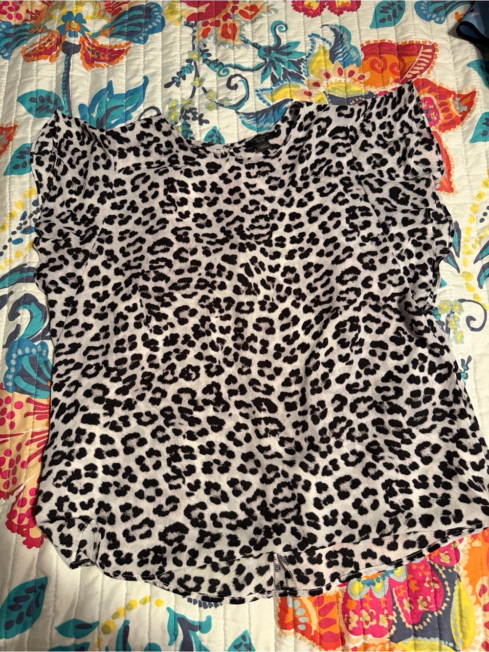 Ann Taylor Factory Black and White Leopard Print Blouse